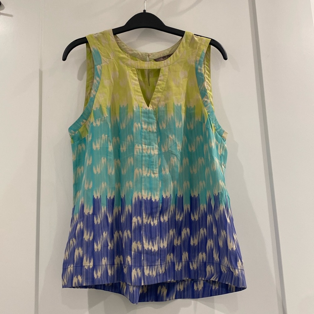 Mediterranean blues silk ombré keyhole tank.